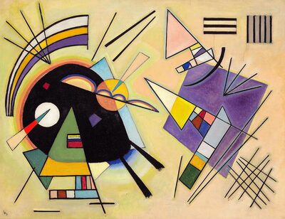 Abstracte compositie van Kandinsky  Yellow-Red-Blue (1925)